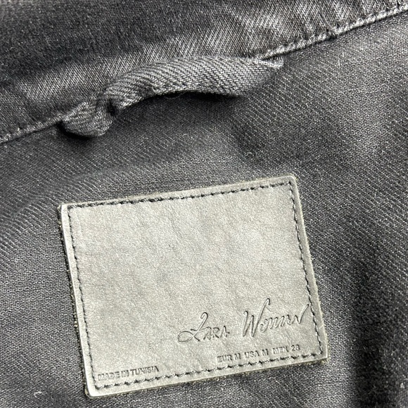 ZARA women’s black denim jacket with fringe back size US M EUC - Picture 5 of 5